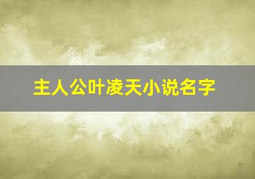 主人公叶凌天小说名字