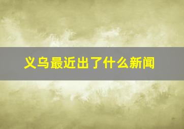 义乌最近出了什么新闻