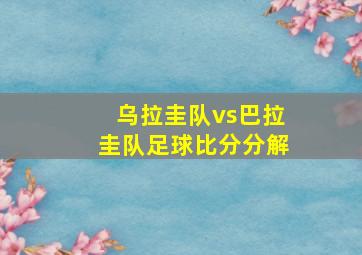 乌拉圭队vs巴拉圭队足球比分分解