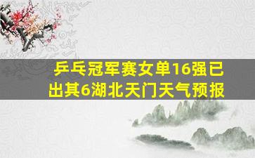 乒乓冠军赛女单16强已出其6湖北天门天气预报