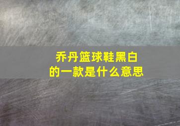 乔丹篮球鞋黑白的一款是什么意思