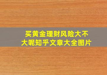 买黄金理财风险大不大呢知乎文章大全图片