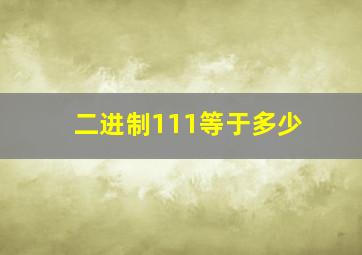 二进制111等于多少