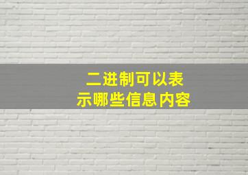 二进制可以表示哪些信息内容