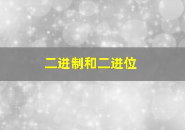 二进制和二进位