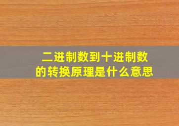 二进制数到十进制数的转换原理是什么意思