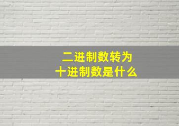 二进制数转为十进制数是什么