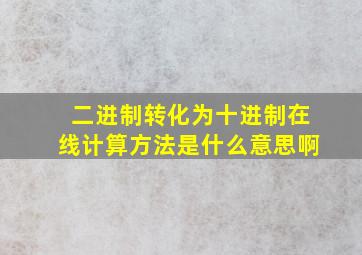 二进制转化为十进制在线计算方法是什么意思啊