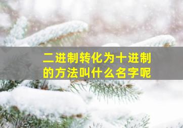 二进制转化为十进制的方法叫什么名字呢