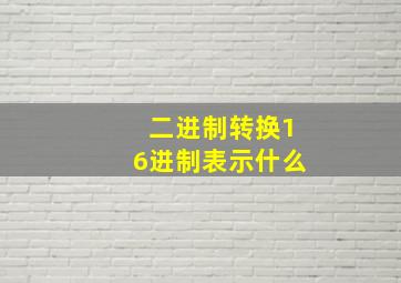 二进制转换16进制表示什么