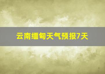 云南缅甸天气预报7天