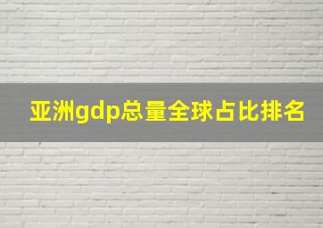 亚洲gdp总量全球占比排名