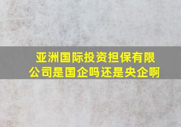 亚洲国际投资担保有限公司是国企吗还是央企啊