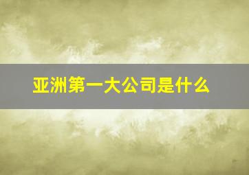 亚洲第一大公司是什么