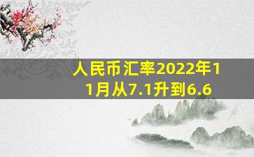 人民币汇率2022年11月从7.1升到6.6