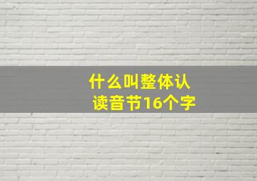 什么叫整体认读音节16个字