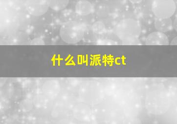 什么叫派特ct