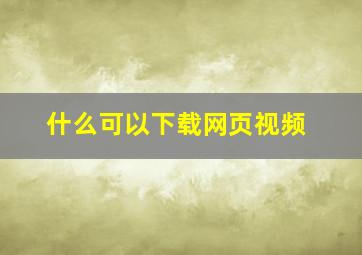 什么可以下载网页视频