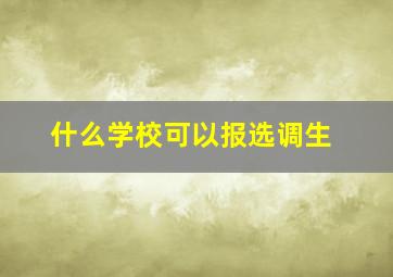 什么学校可以报选调生