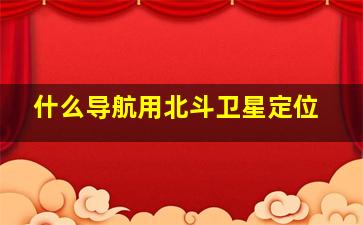 什么导航用北斗卫星定位