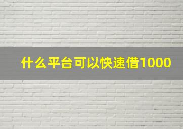 什么平台可以快速借1000