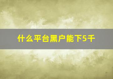 什么平台黑户能下5千