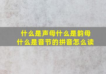 什么是声母什么是韵母什么是音节的拼音怎么读