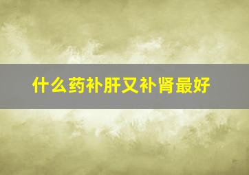 什么药补肝又补肾最好