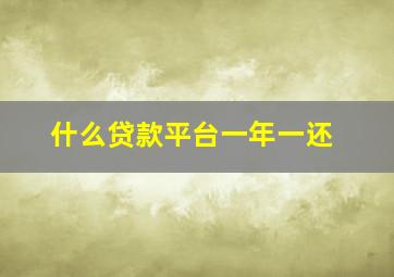 什么贷款平台一年一还