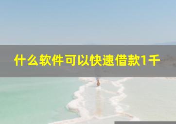 什么软件可以快速借款1千