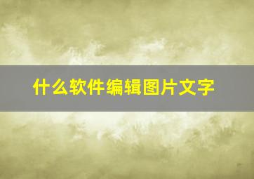 什么软件编辑图片文字