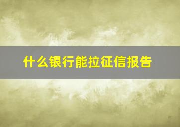 什么银行能拉征信报告