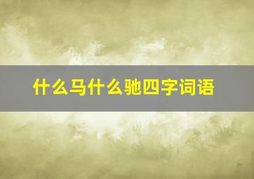 什么马什么驰四字词语