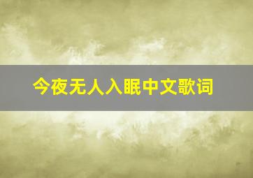 今夜无人入眠中文歌词