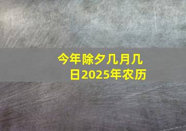 今年除夕几月几日2025年农历