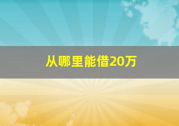 从哪里能借20万