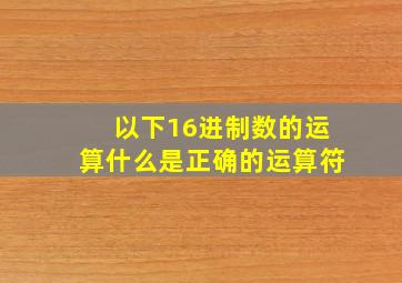 以下16进制数的运算什么是正确的运算符