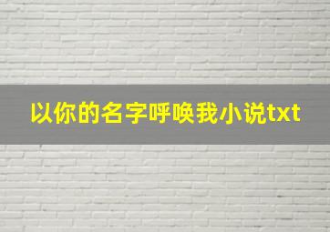 以你的名字呼唤我小说txt