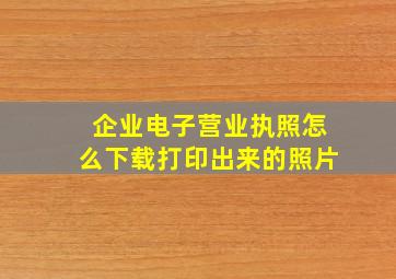 企业电子营业执照怎么下载打印出来的照片