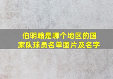 伯明翰是哪个地区的国家队球员名单图片及名字