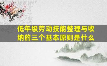 低年级劳动技能整理与收纳的三个基本原则是什么