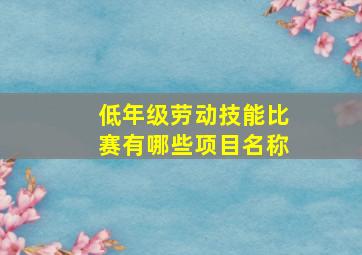 低年级劳动技能比赛有哪些项目名称