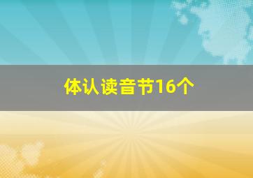 体认读音节16个