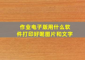 作业电子版用什么软件打印好呢图片和文字