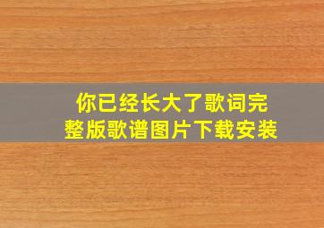 你已经长大了歌词完整版歌谱图片下载安装