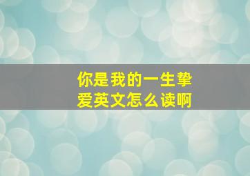 你是我的一生挚爱英文怎么读啊