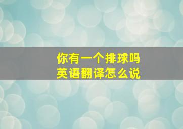 你有一个排球吗英语翻译怎么说