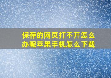 保存的网页打不开怎么办呢苹果手机怎么下载