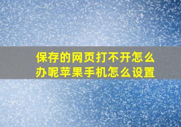 保存的网页打不开怎么办呢苹果手机怎么设置