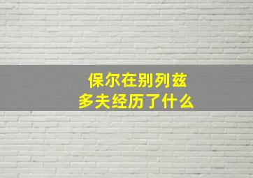 保尔在别列兹多夫经历了什么